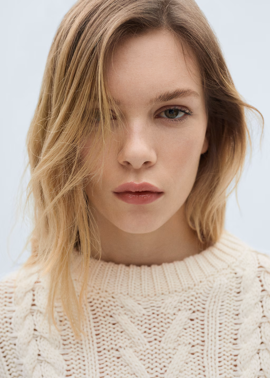Striped braided sweater - Ecru