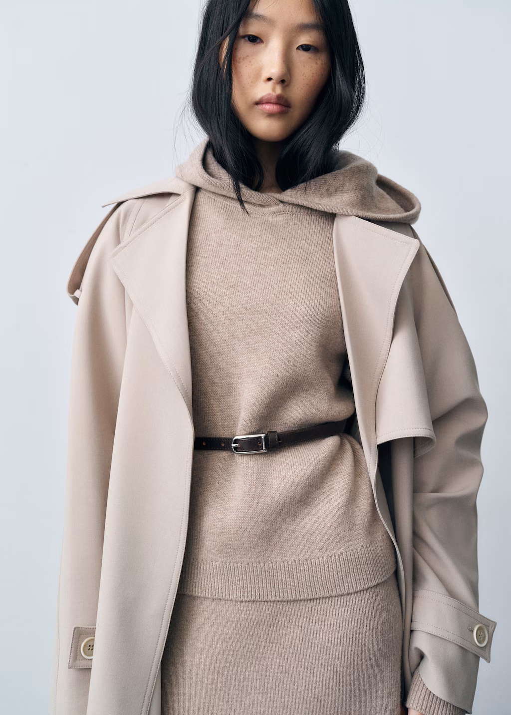 Wool-blend hooded sweater - Sand