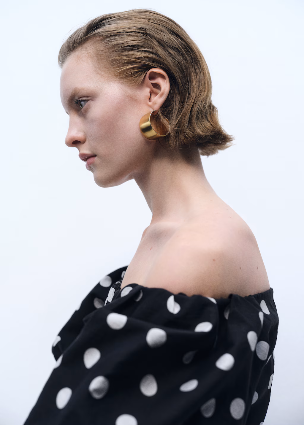 Strapless polka dot dress - Black