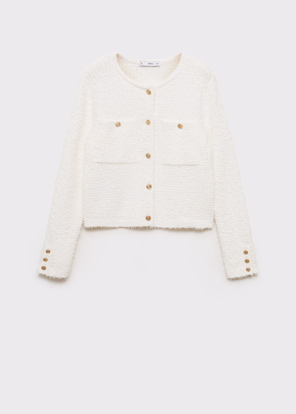 Tweed jacket with jewel buttons - Ecru