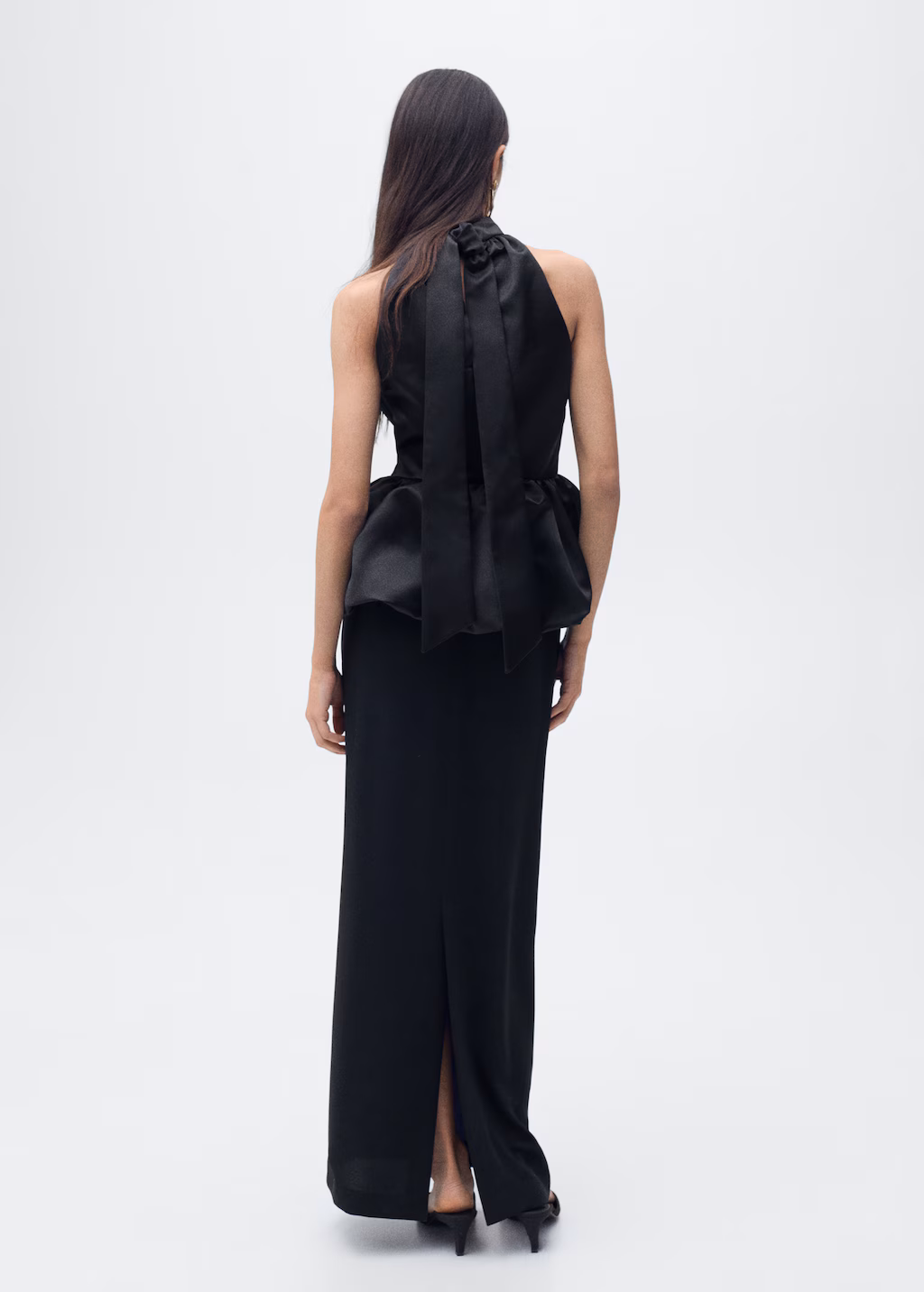 Draped-waist straight skirt - Black