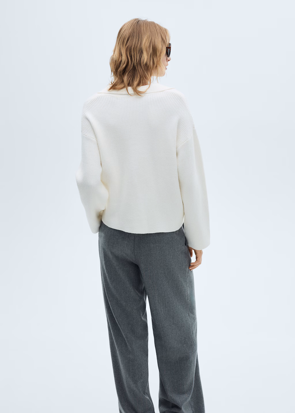 Knitted polo-neck sweater - Grey