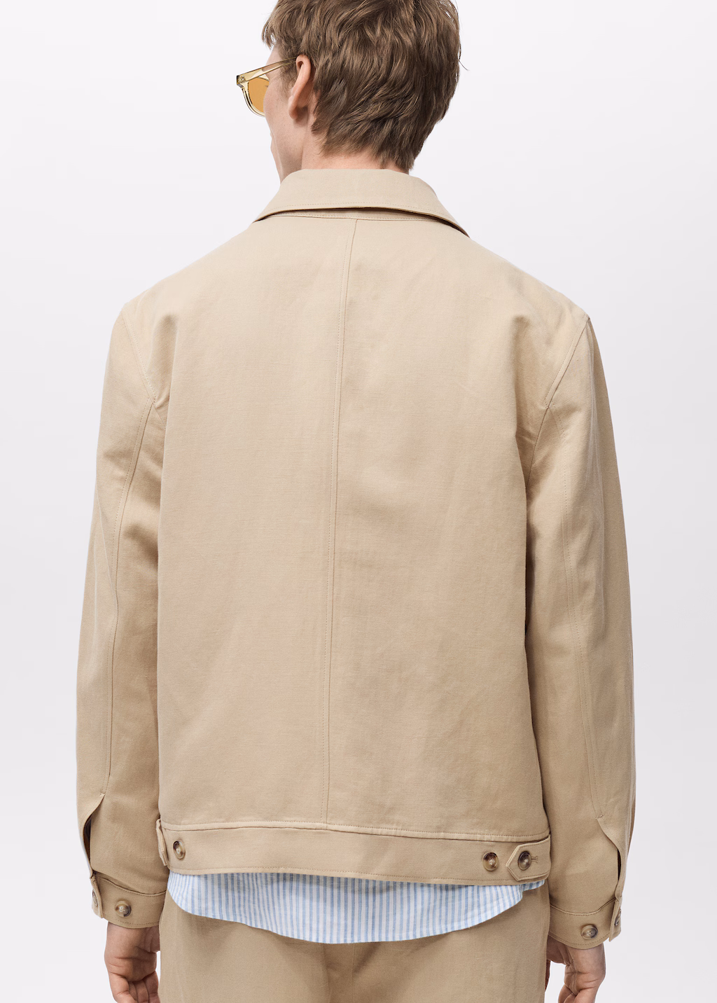 Pocket linen cotton jacket - Beige