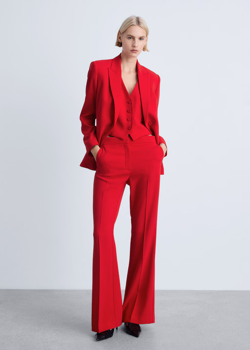 Wideleg suit trousers - Black