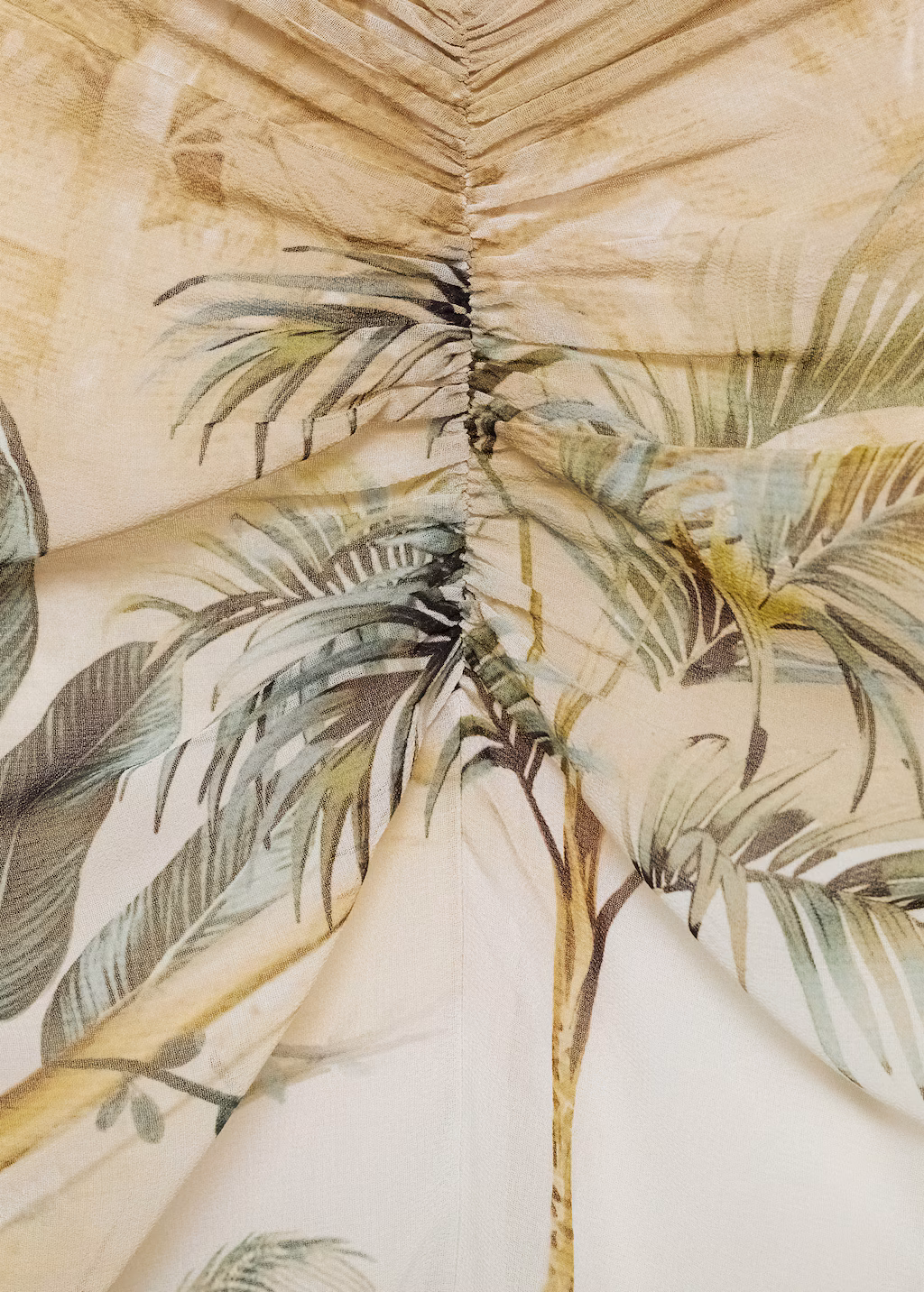Tropical-print straight skirt - Ecru