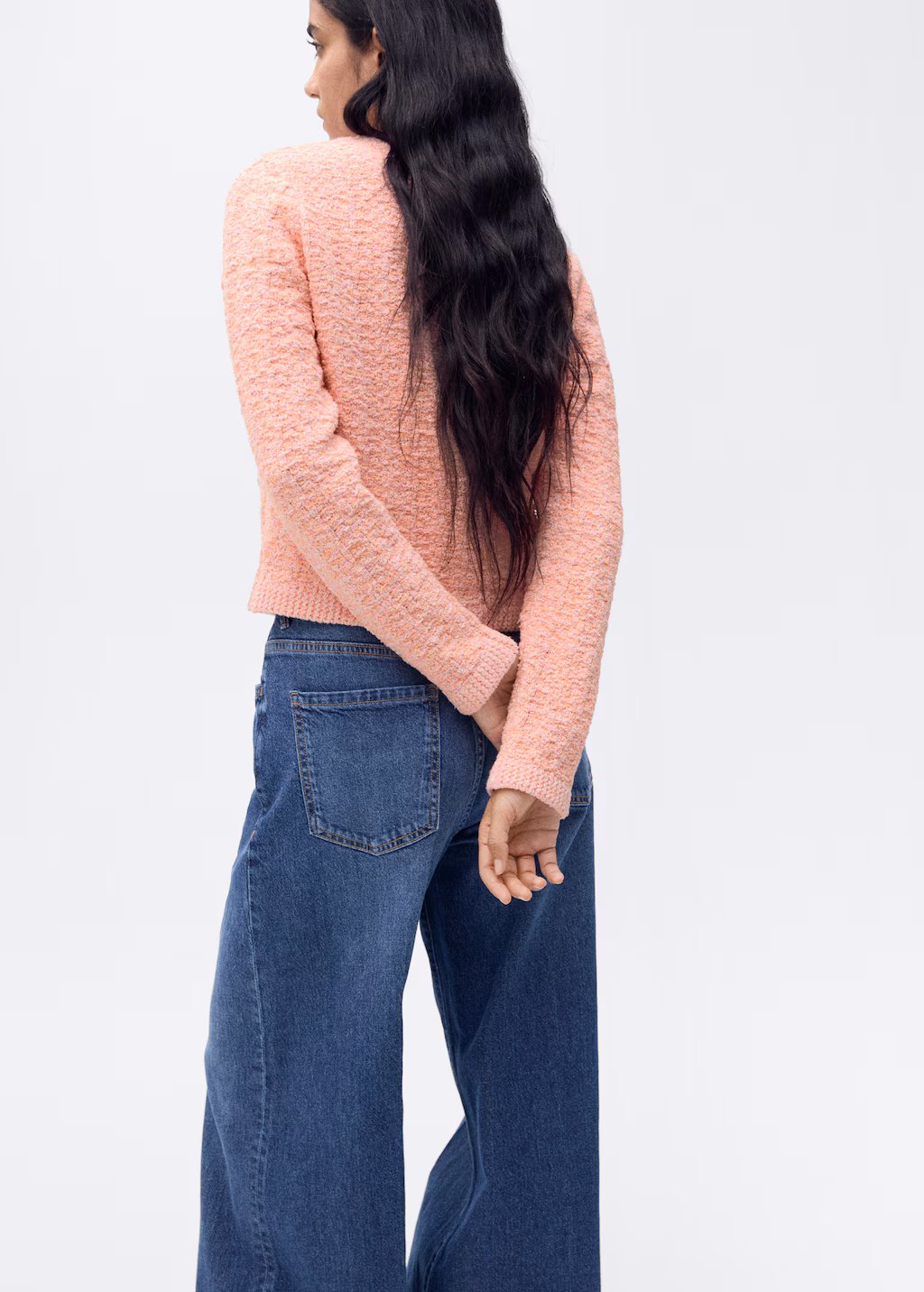 Tweed-effect jacket with jewel buttons - Pastel Pink