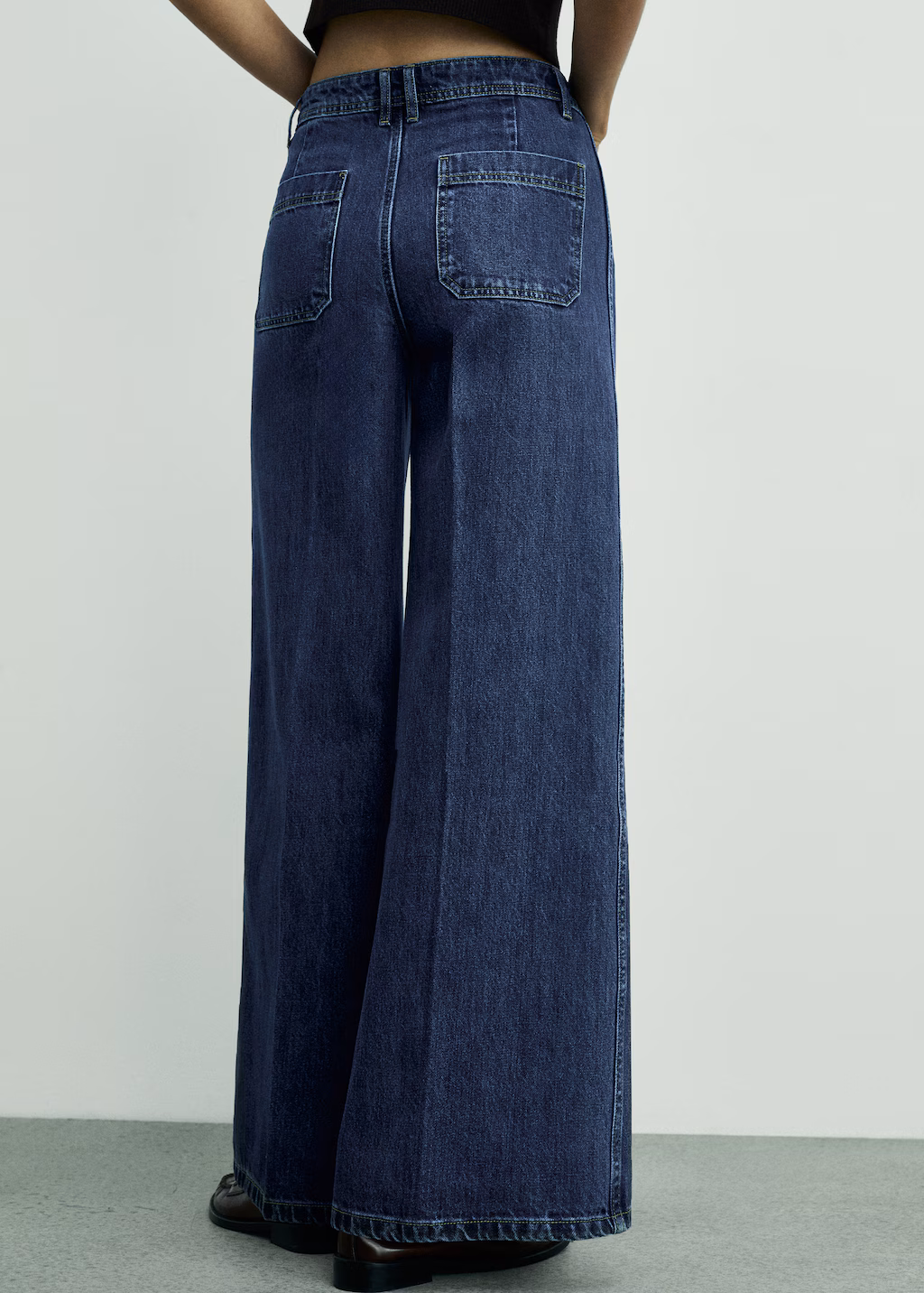 Wideleg jeans with pockets - Black denim