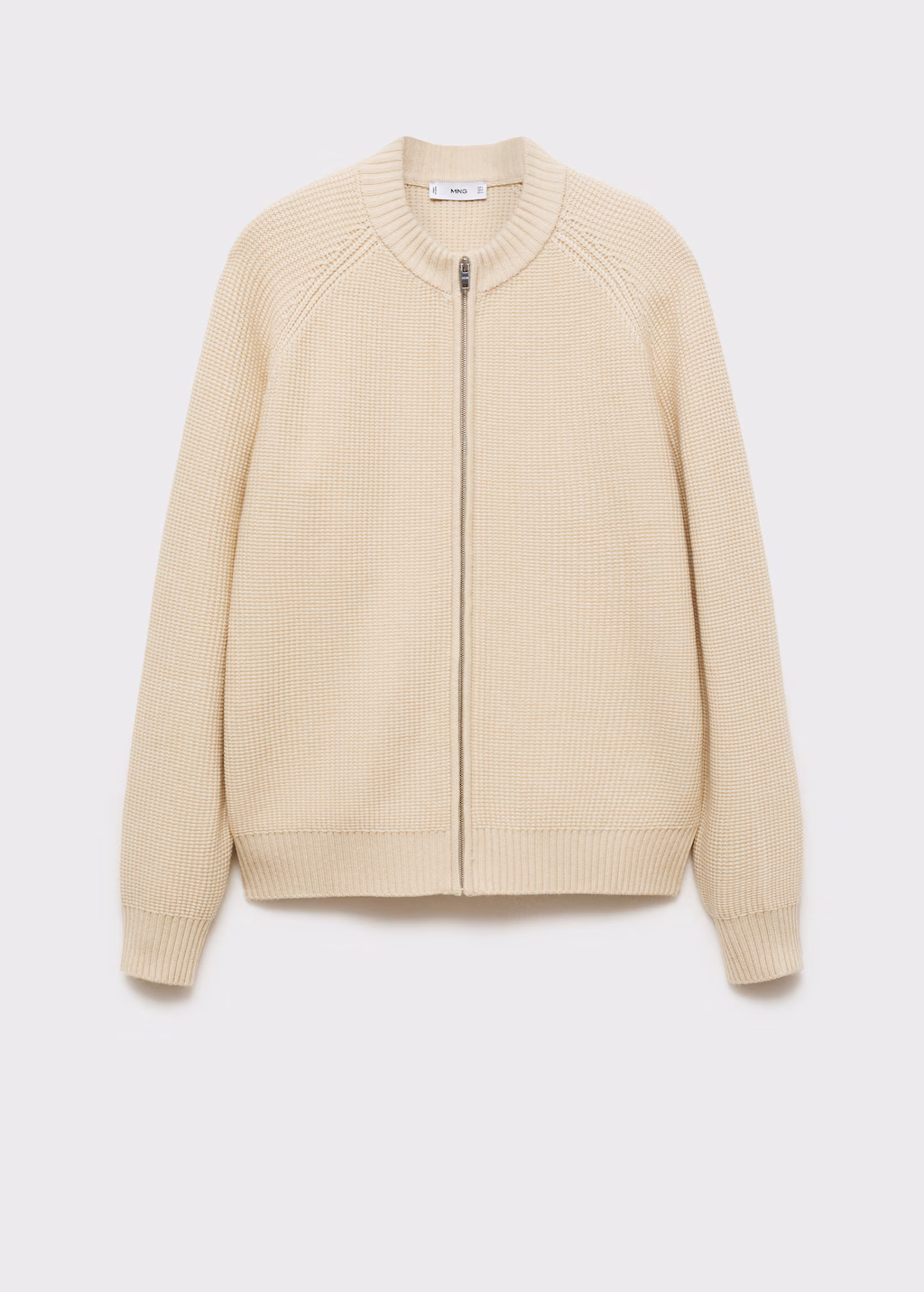 Structured knitted cardigan with zip - Sand