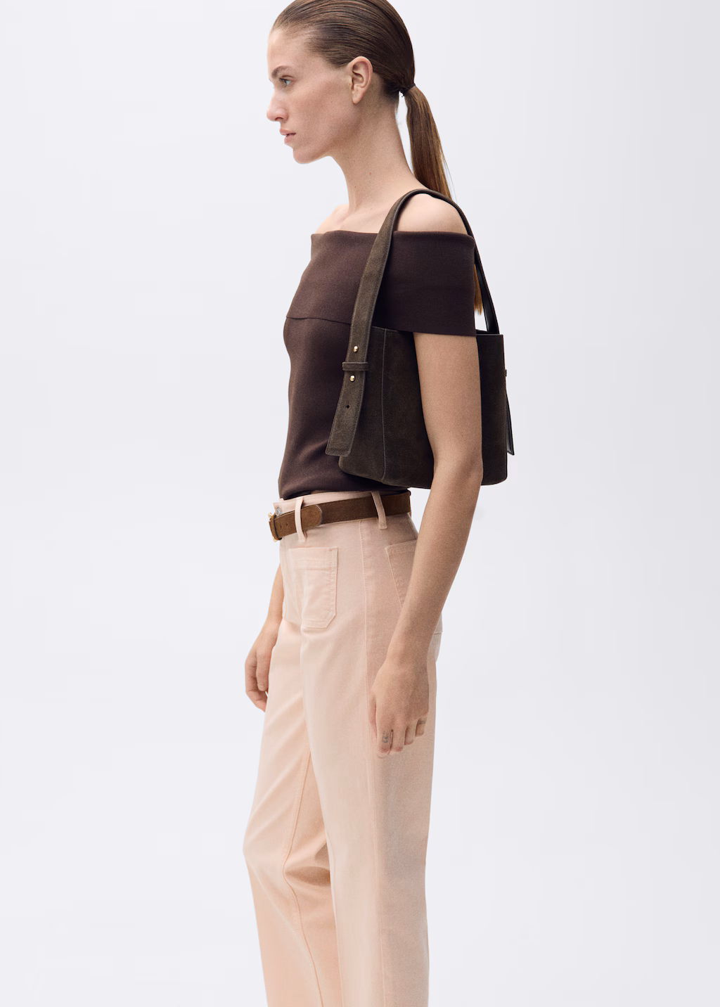 Flared cropped jeans with pockets - Black denim