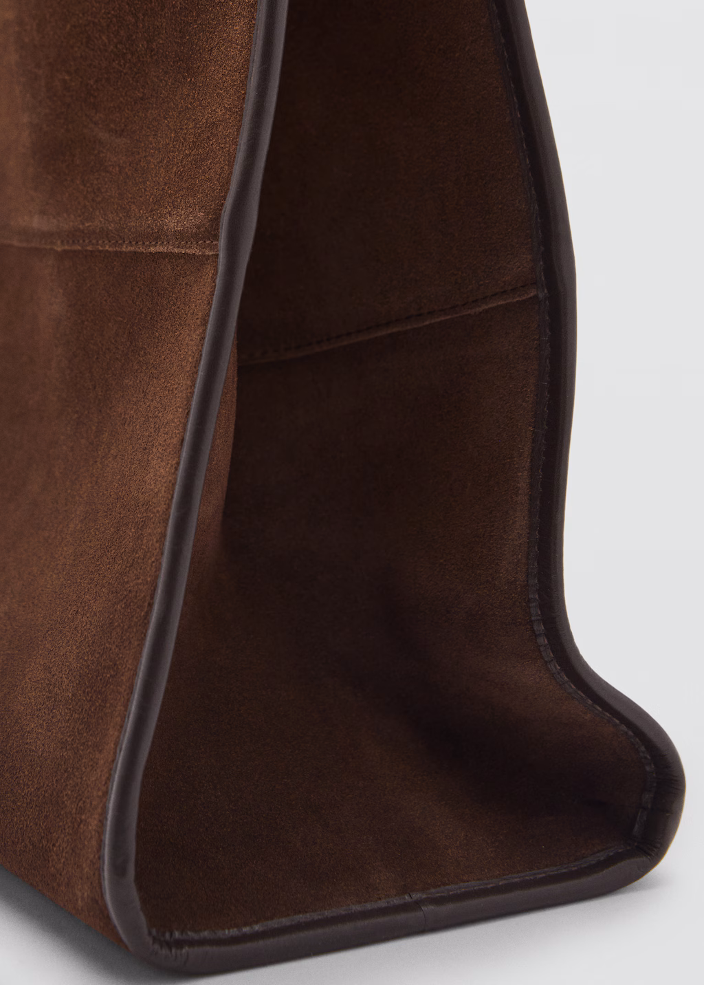 Leather shopper bag with stitching - Burgundy