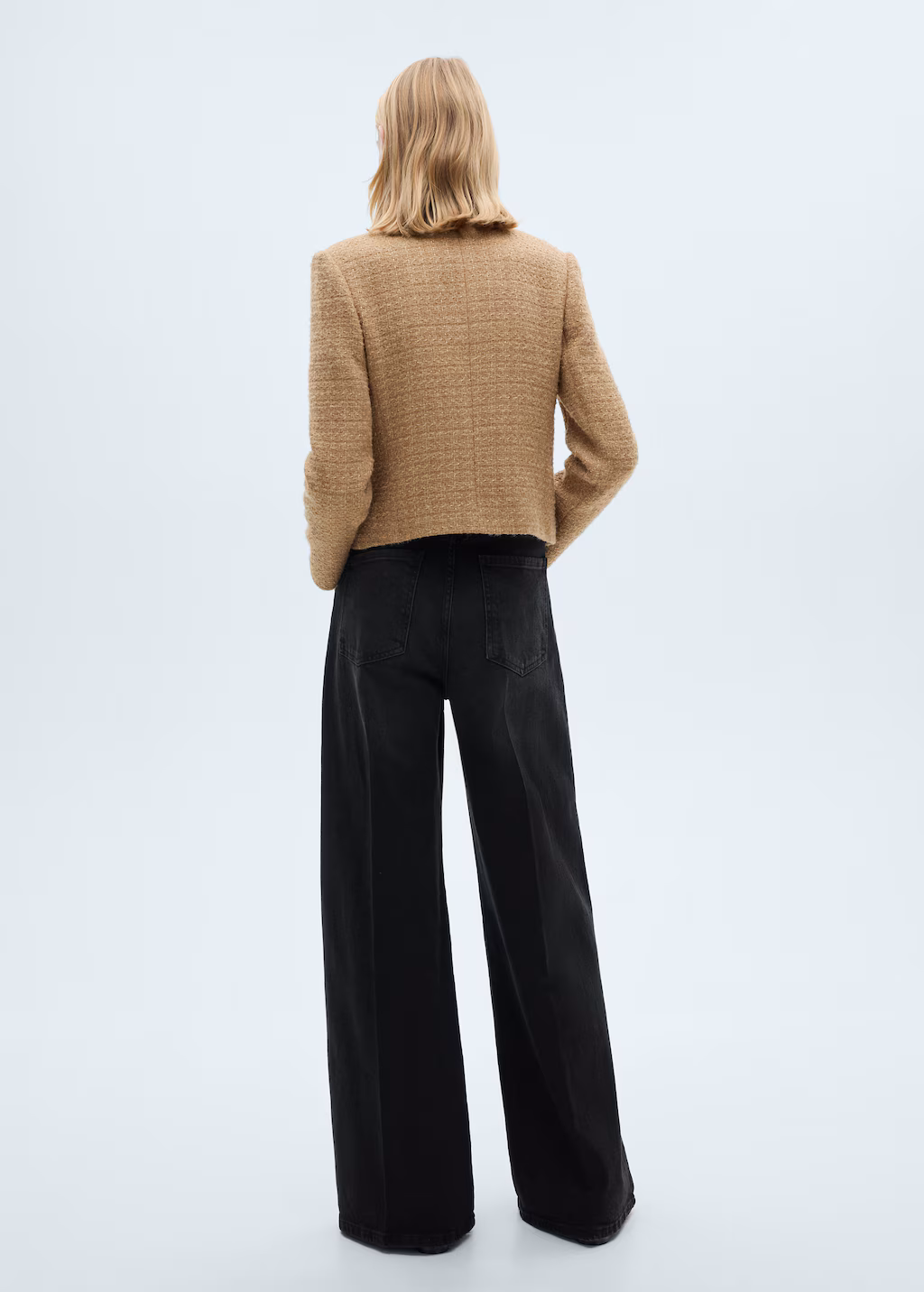 Tweed jacket with striped collar - Medium Brown