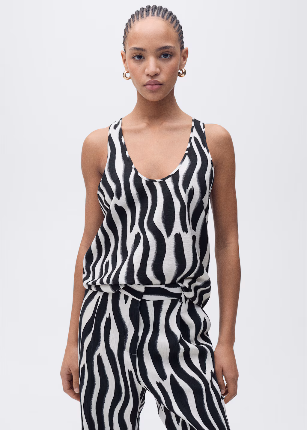 Zebra-print straight-fit trousers - Black