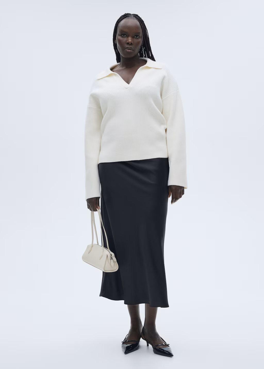 Knitted polo-neck sweater - Grey