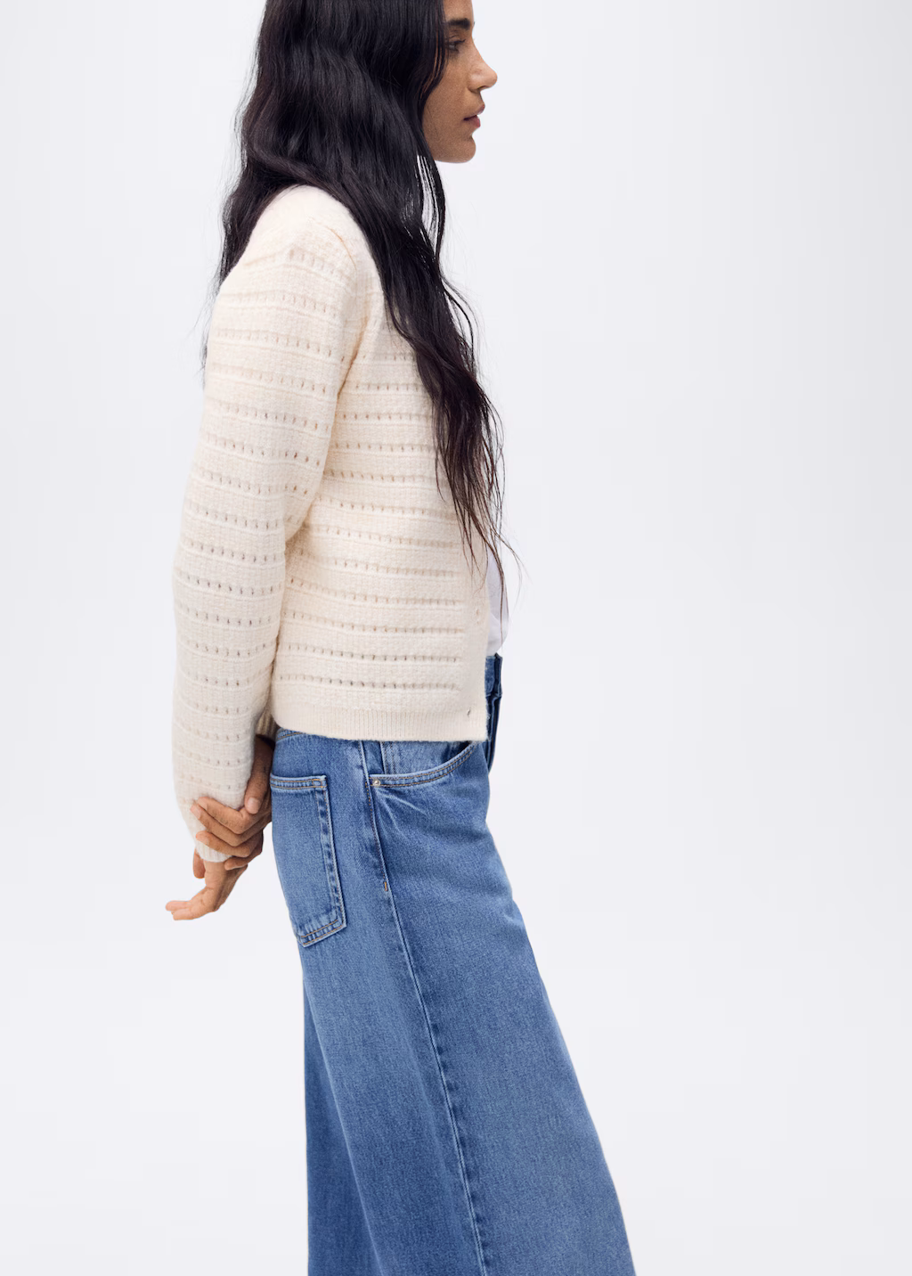 Knitted jacket with openwork details - Wine