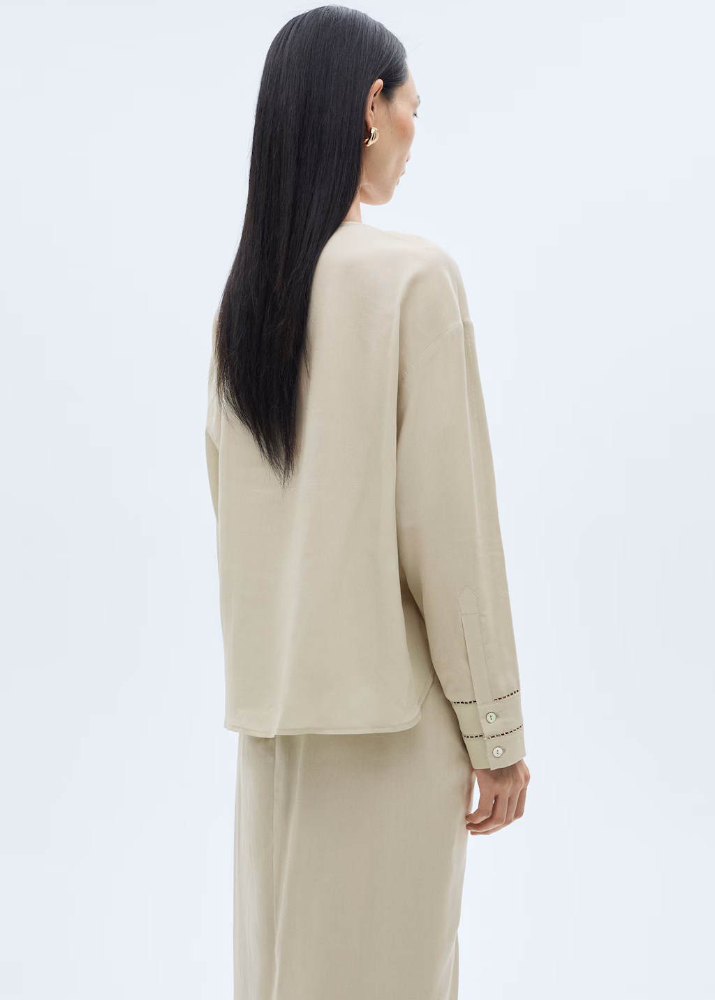 Lyocell blouse with openwork details - Aqua Green