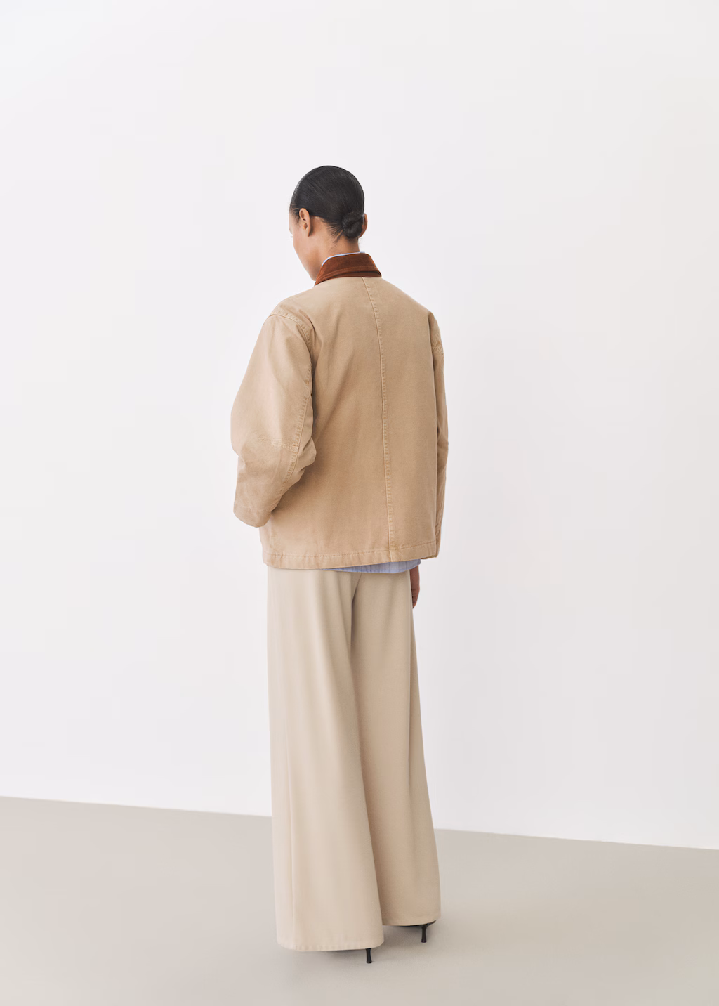 Denim parka with contrasting collar - Sand