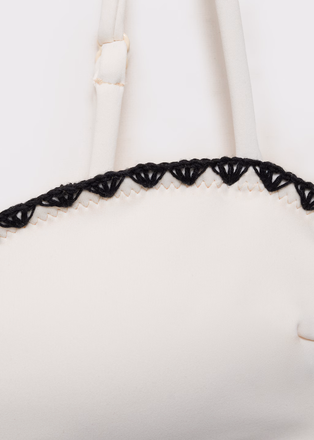 Bandeau bikini top with contrasting trims - White