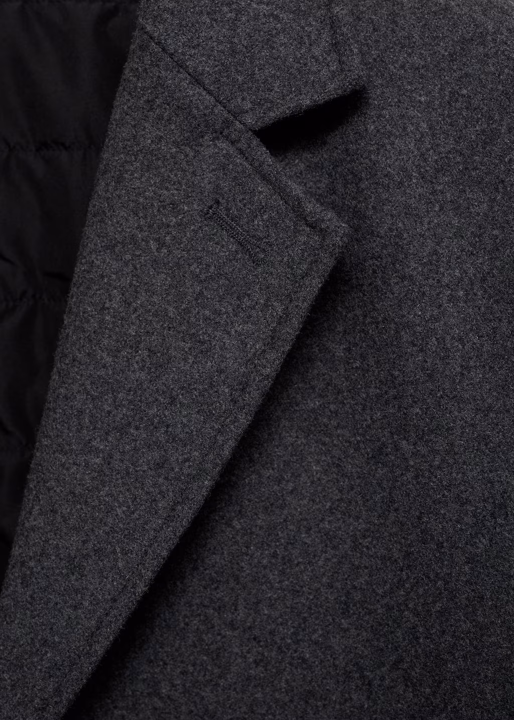 Regular fit quilted wool coat - Black