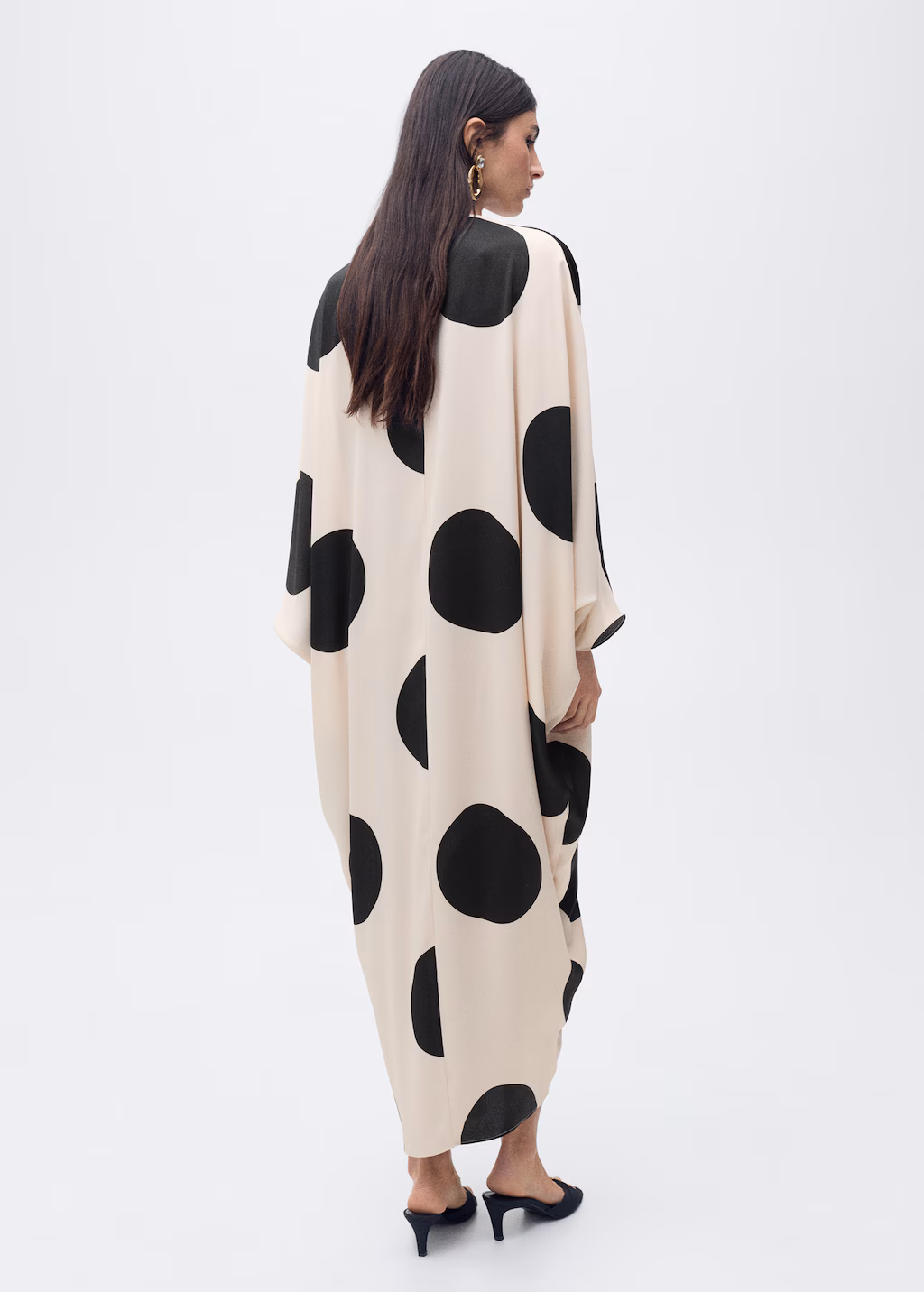 Polka-dot draped dress - Ecru