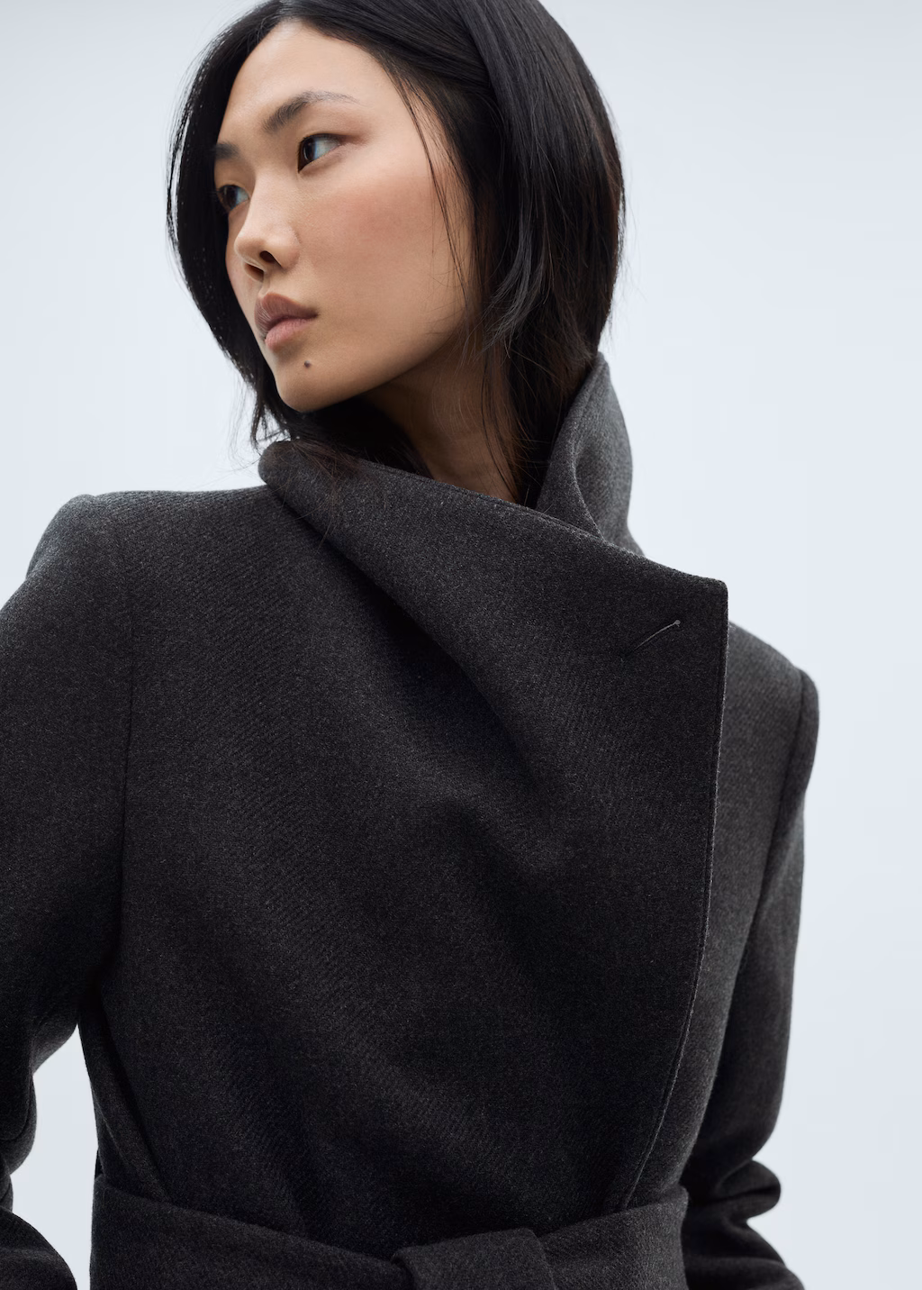 Woollen coat with belt - Grey