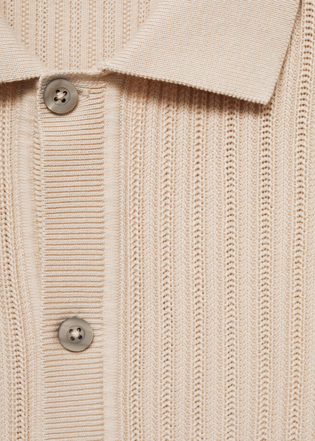 Cotton structued polo shirt with buttons - Dark Navy