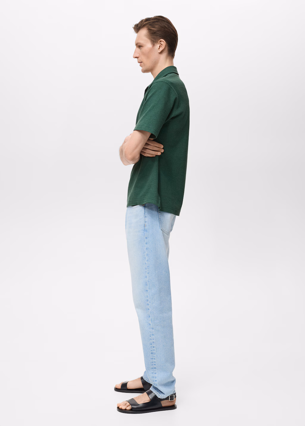 Regular-fit textured polo shirt - Ecru