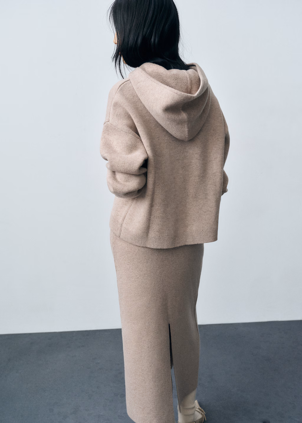 Wool-blend hooded sweater - Sand