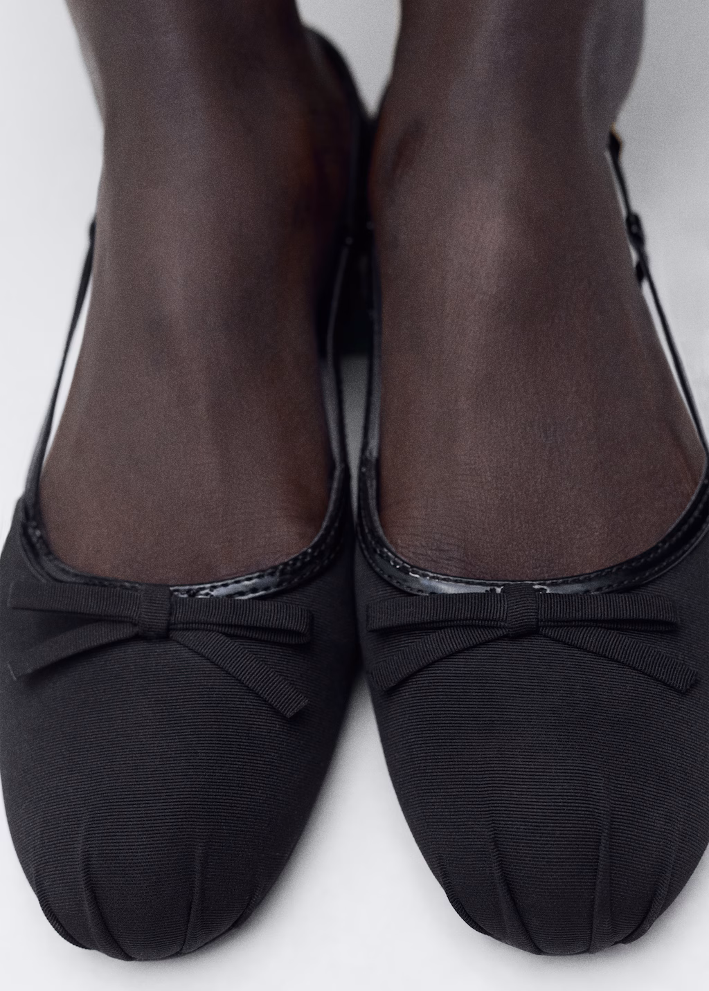 Ballet flats with decorative bow tie - Nude