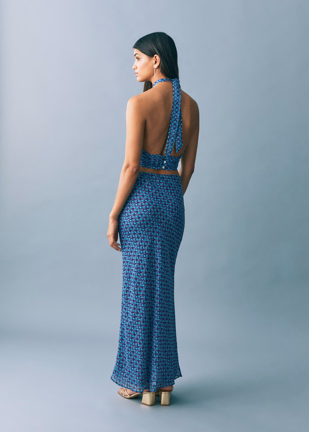 Printed midi skirt - Turquoise