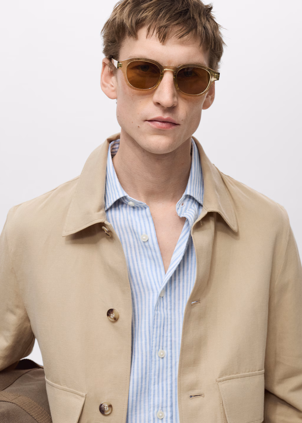 Pocket linen cotton jacket - Beige