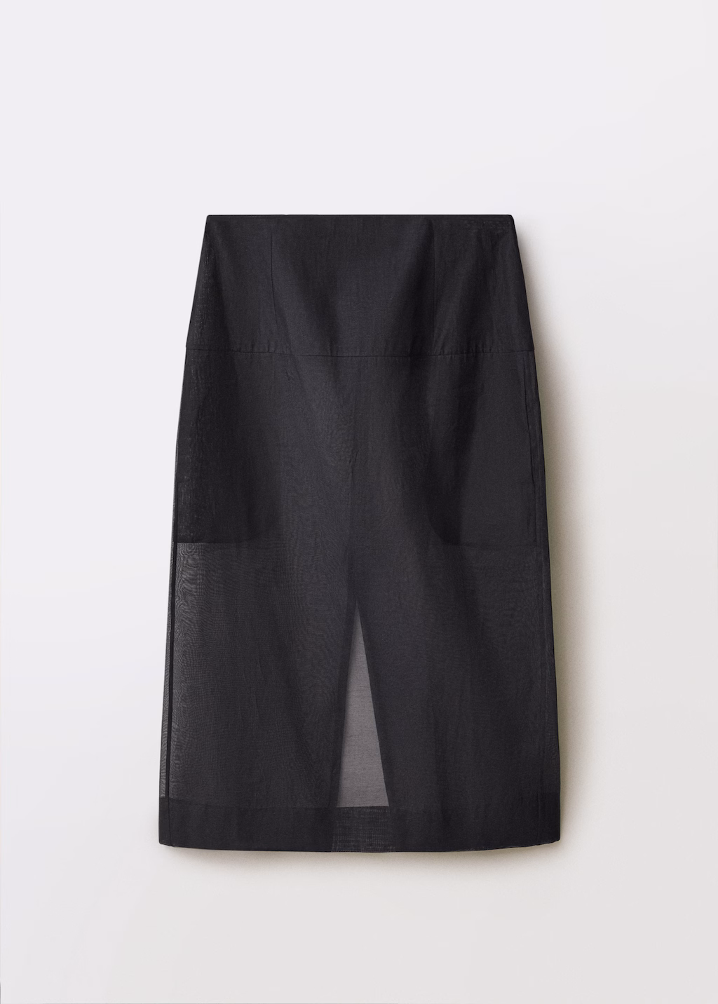 Semi-transparent silk midi-skirt - Black