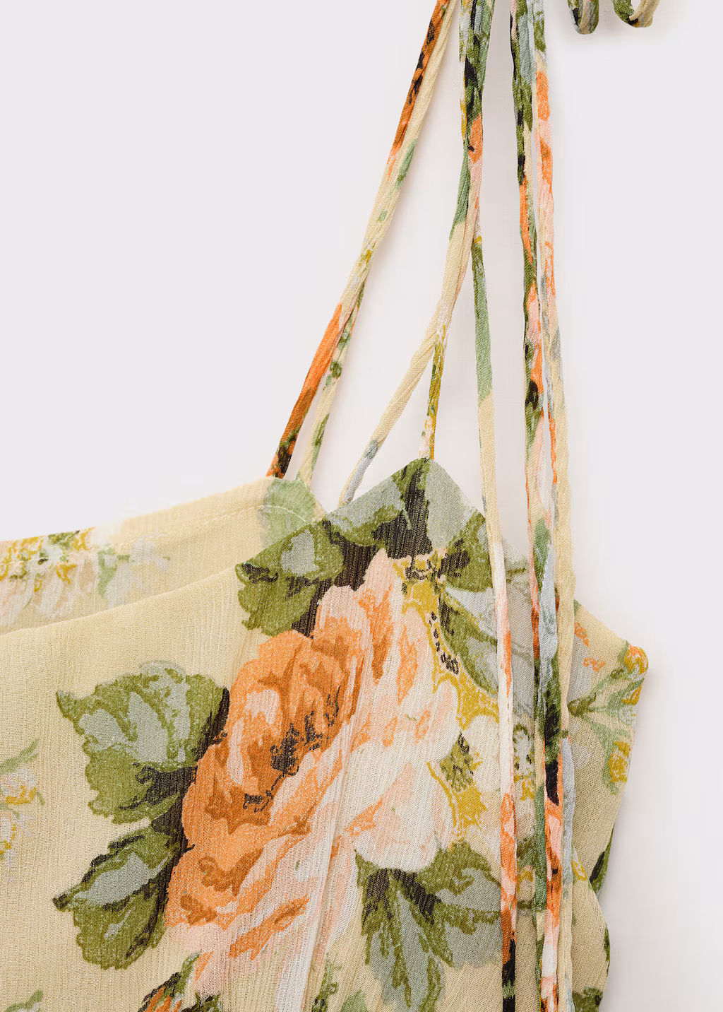 Short floral dress with ruffle detail - Ecru