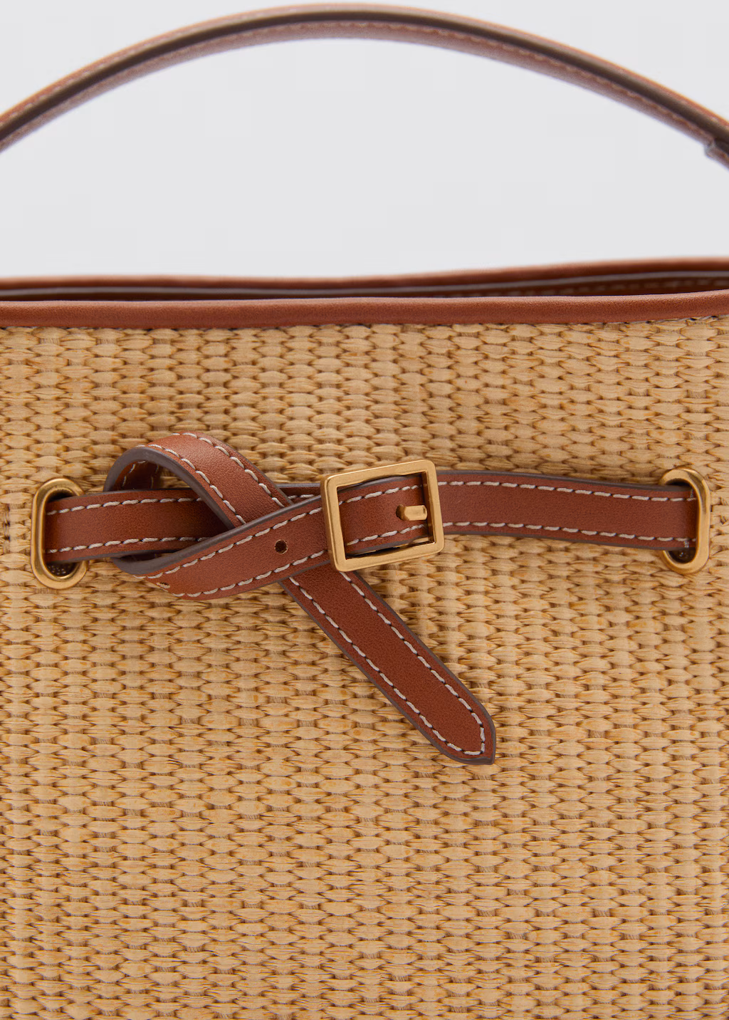 Canvas bucket bag with buckle detail - Leather