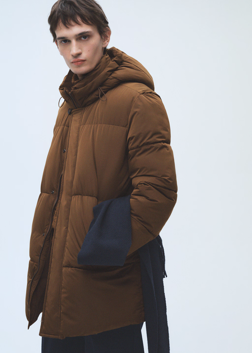 Water-repellent hooded quilted anorak - Dark Navy