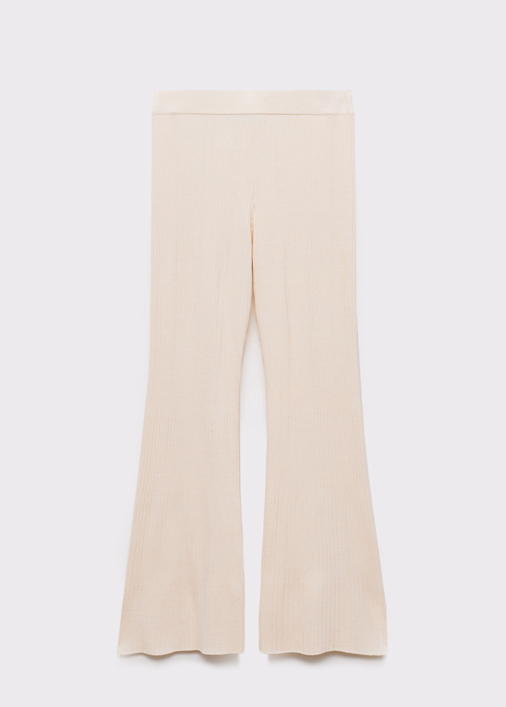 Flared rib-knit trousers - Ecru