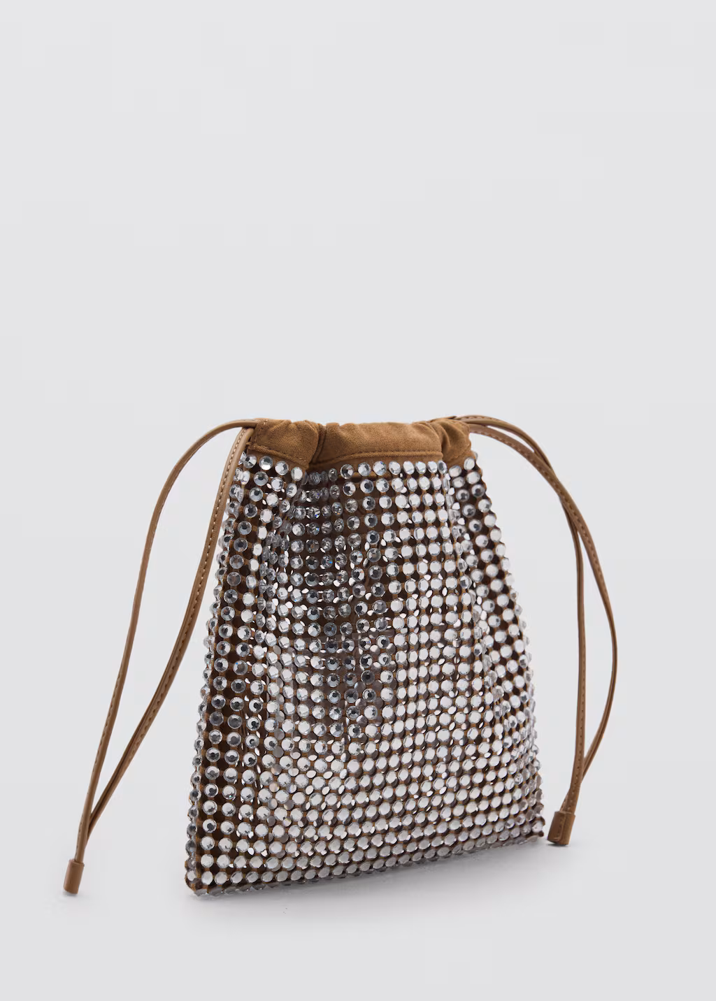 Handbag with rhinestone decoration - Medium Brown