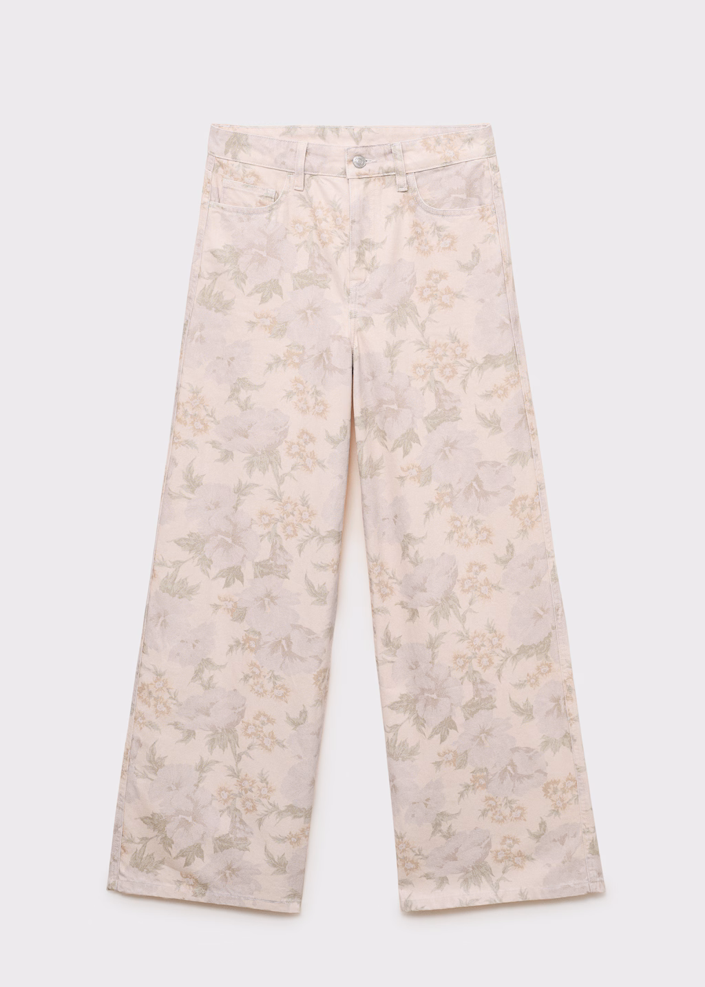 Floral-print wideleg jeans - Pastel Pink
