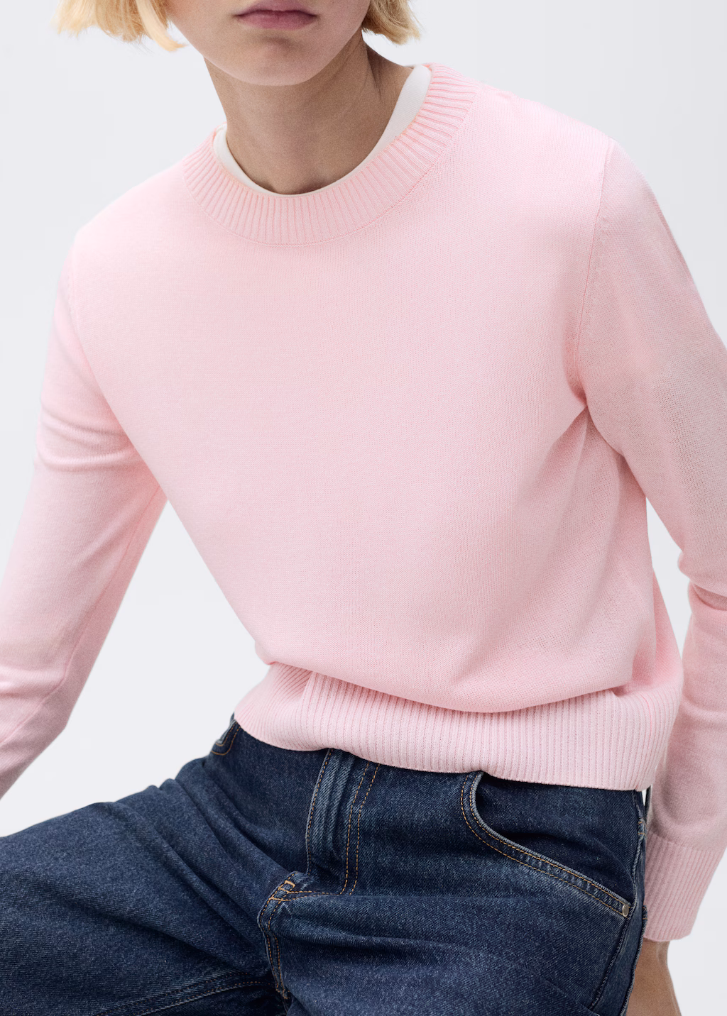 Linen-blend knitted sweater - Sky Blue