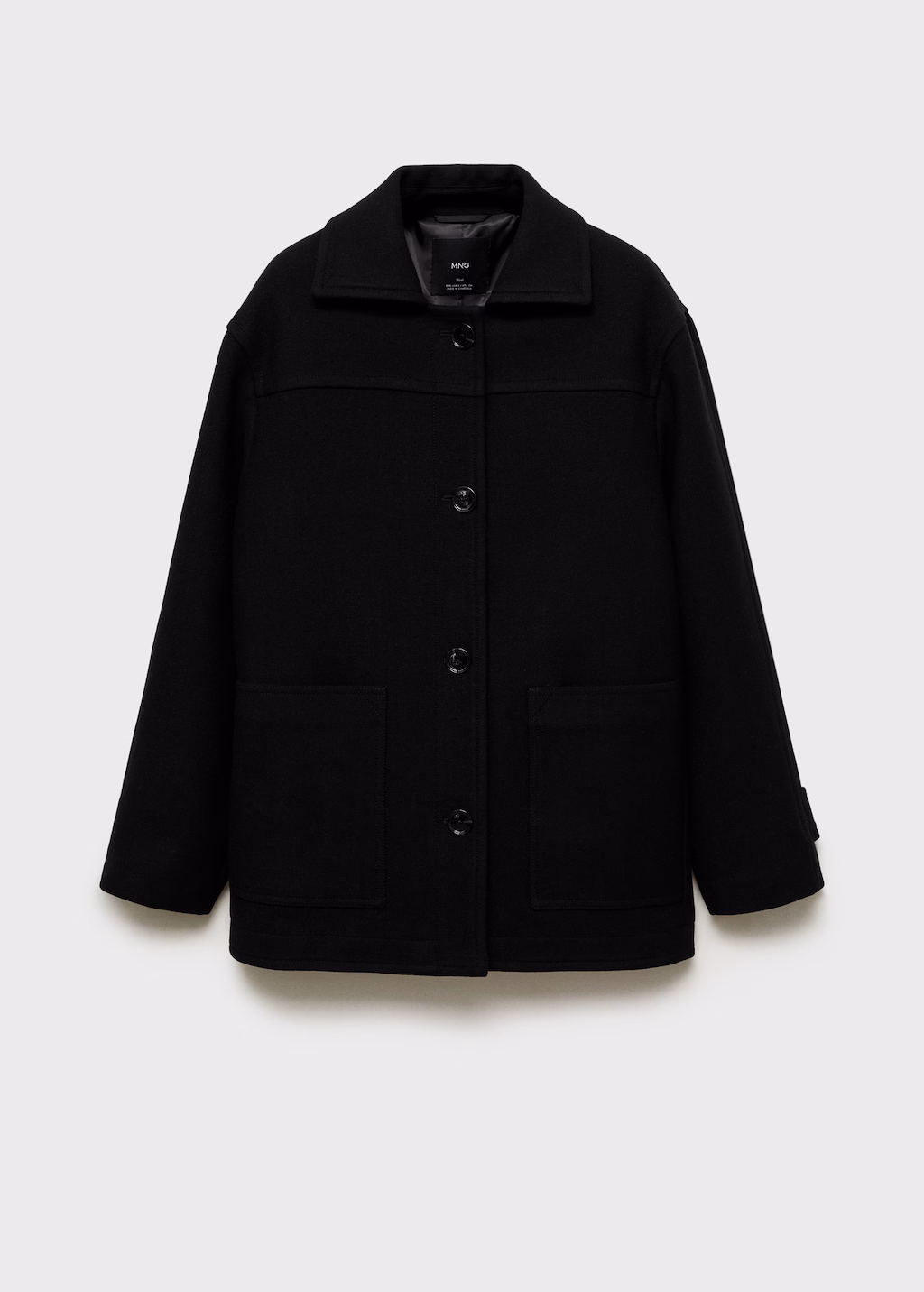 Midi wool coat with buttons - Black