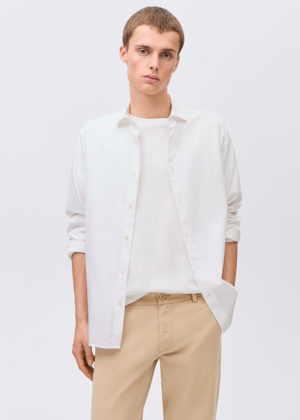 Straight-fit chino trousers - Sand