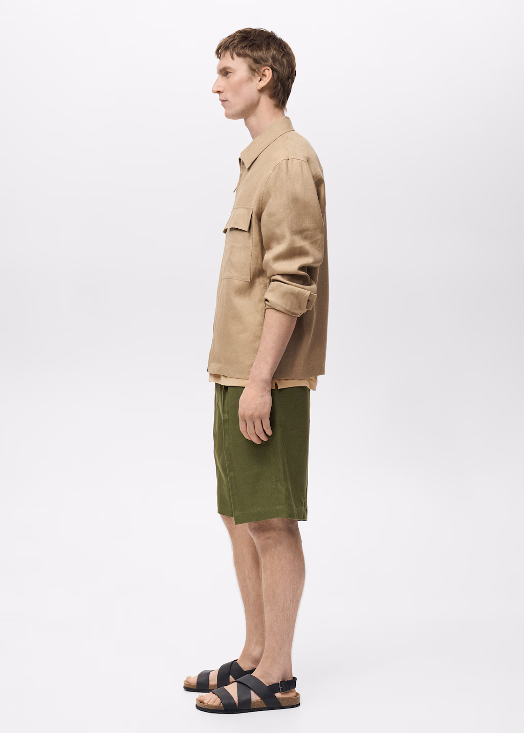 100% linen jacket with pockets - Green
