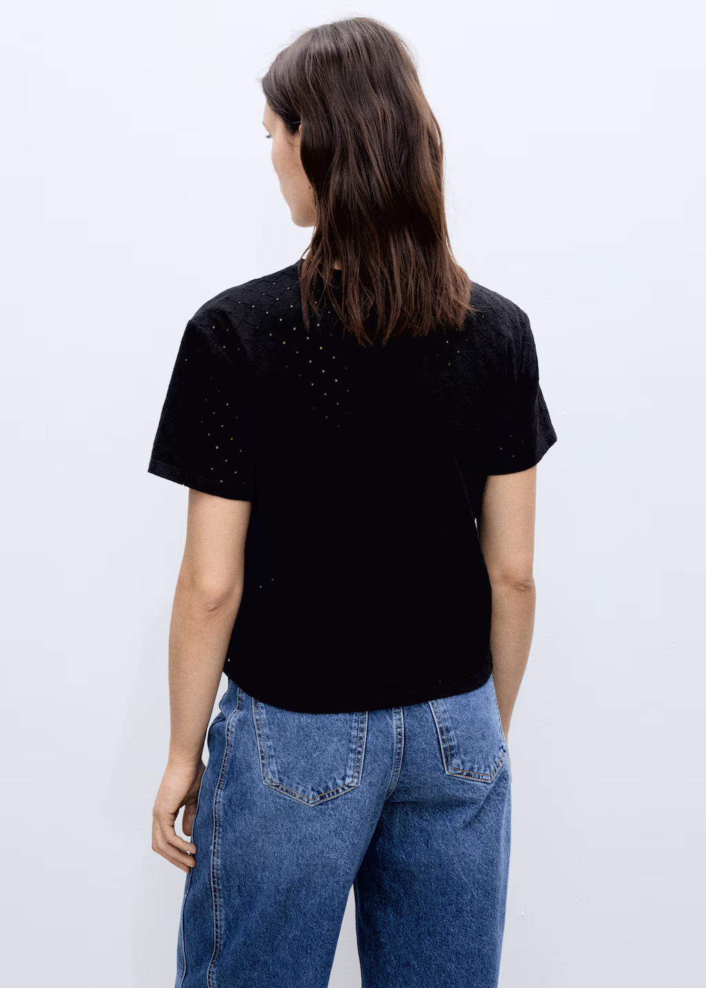 Embroidered openwork t-shirt - White