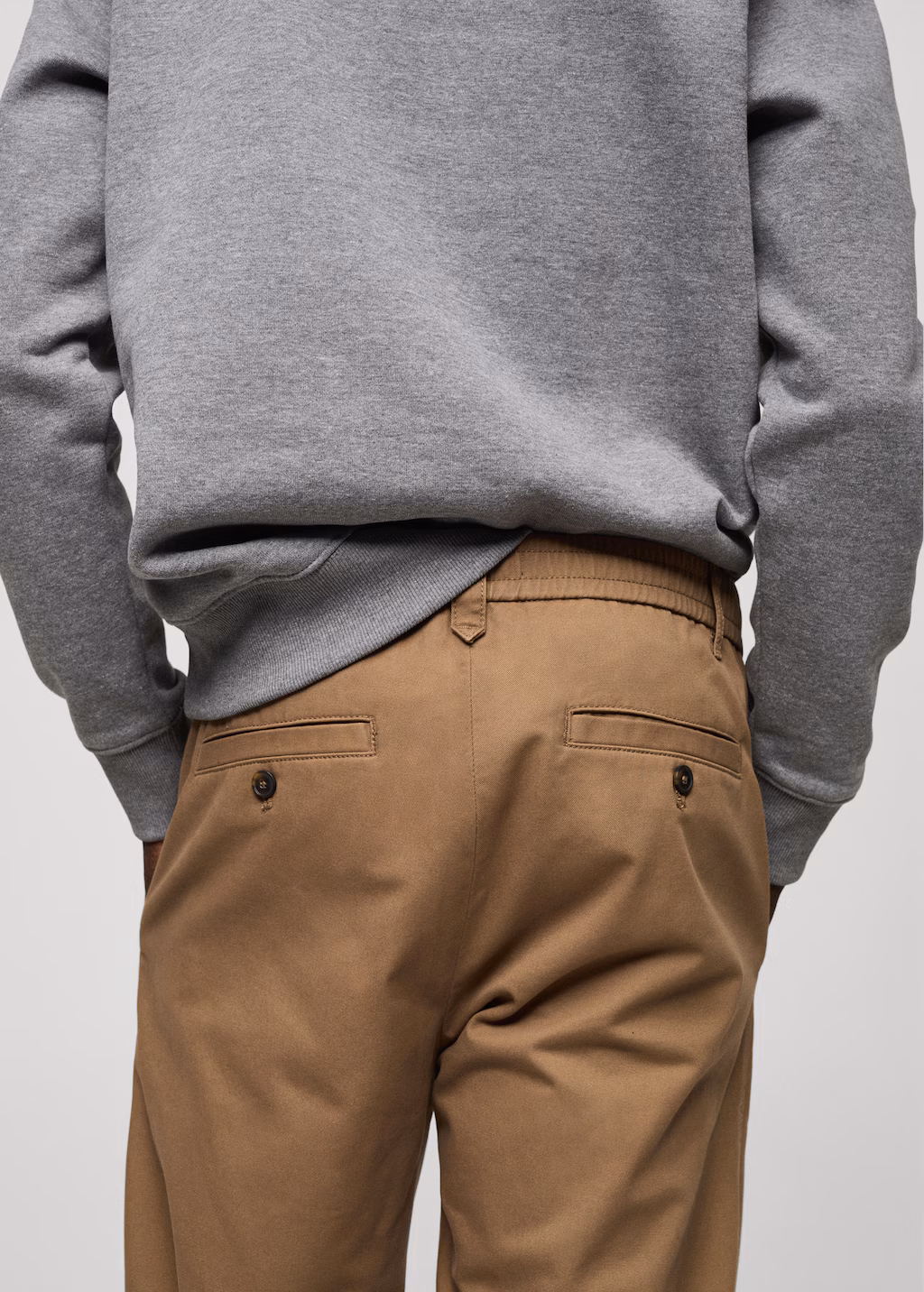 Regular fit cotton drawstring pants - Ecru