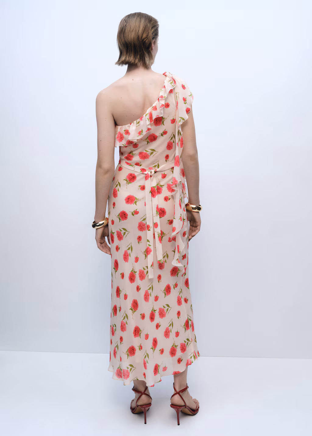 Floral ruffled dress - Ecru