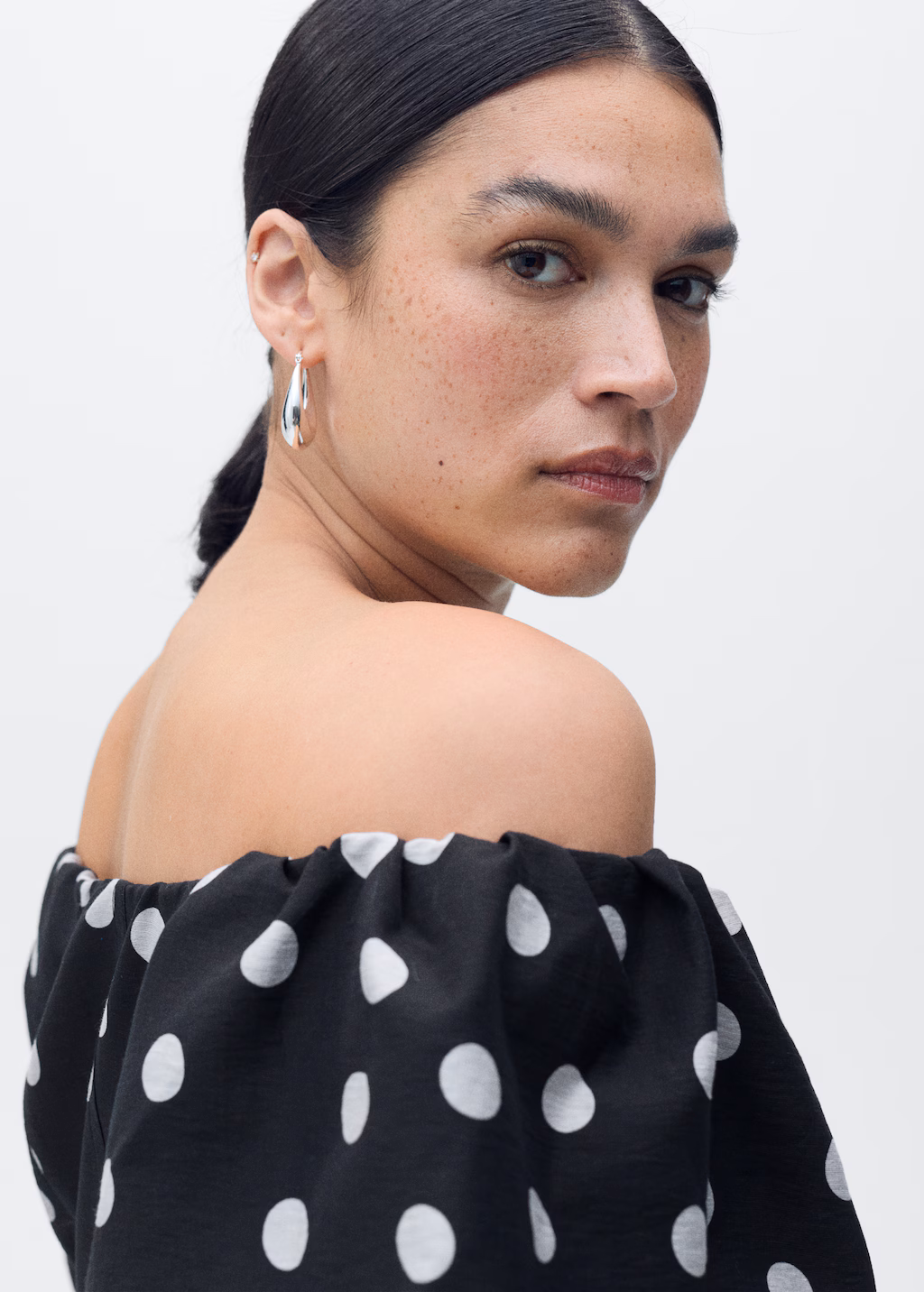 Strapless polka dot dress - Black