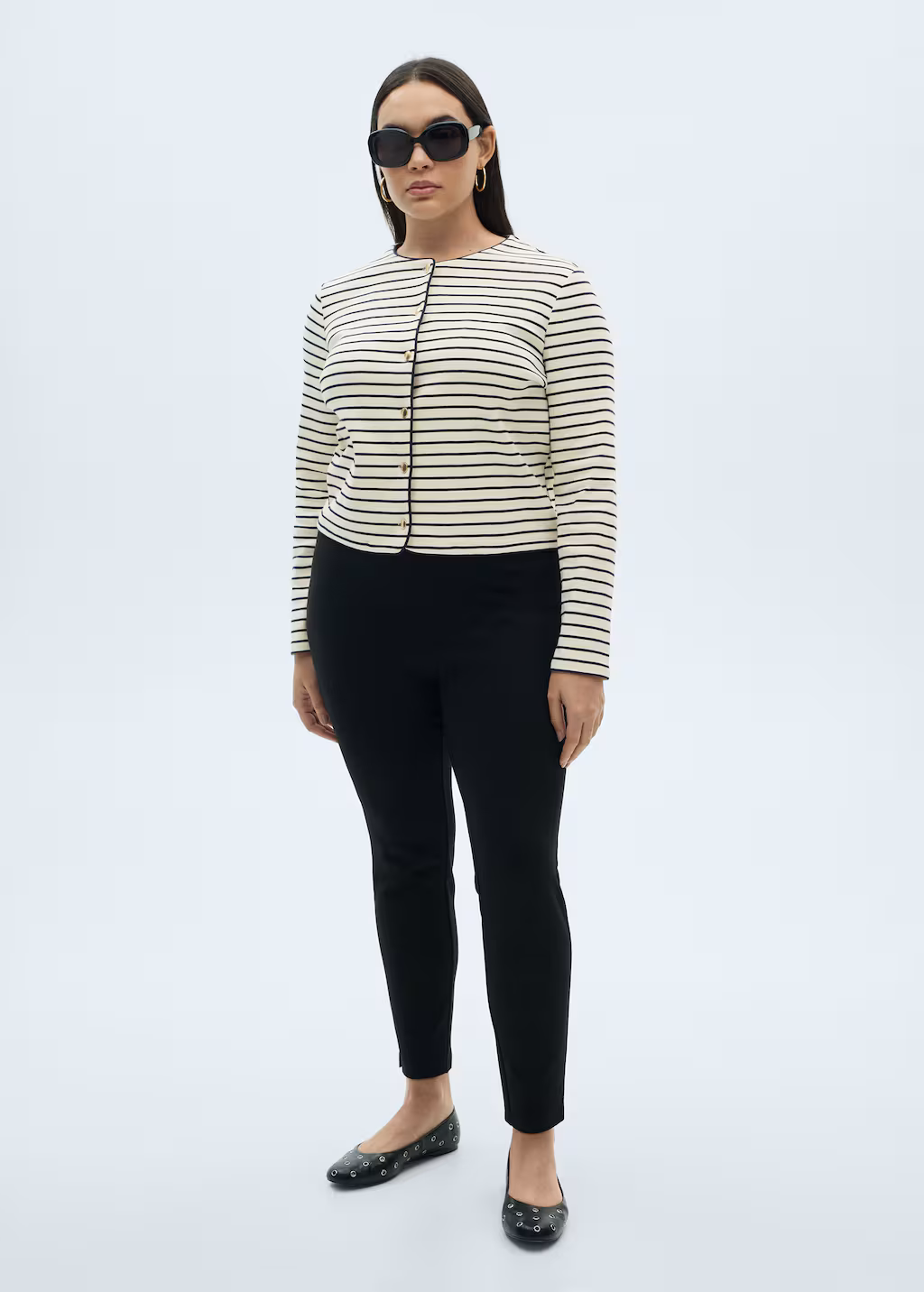 Stripped knit cardigan - Dark Navy