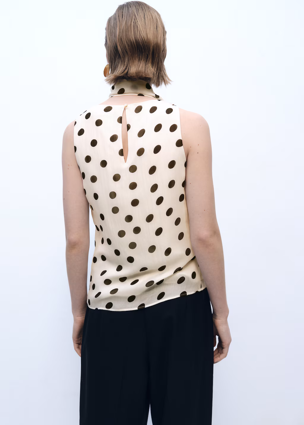Polka-dot wrap-neck blouse - Off White