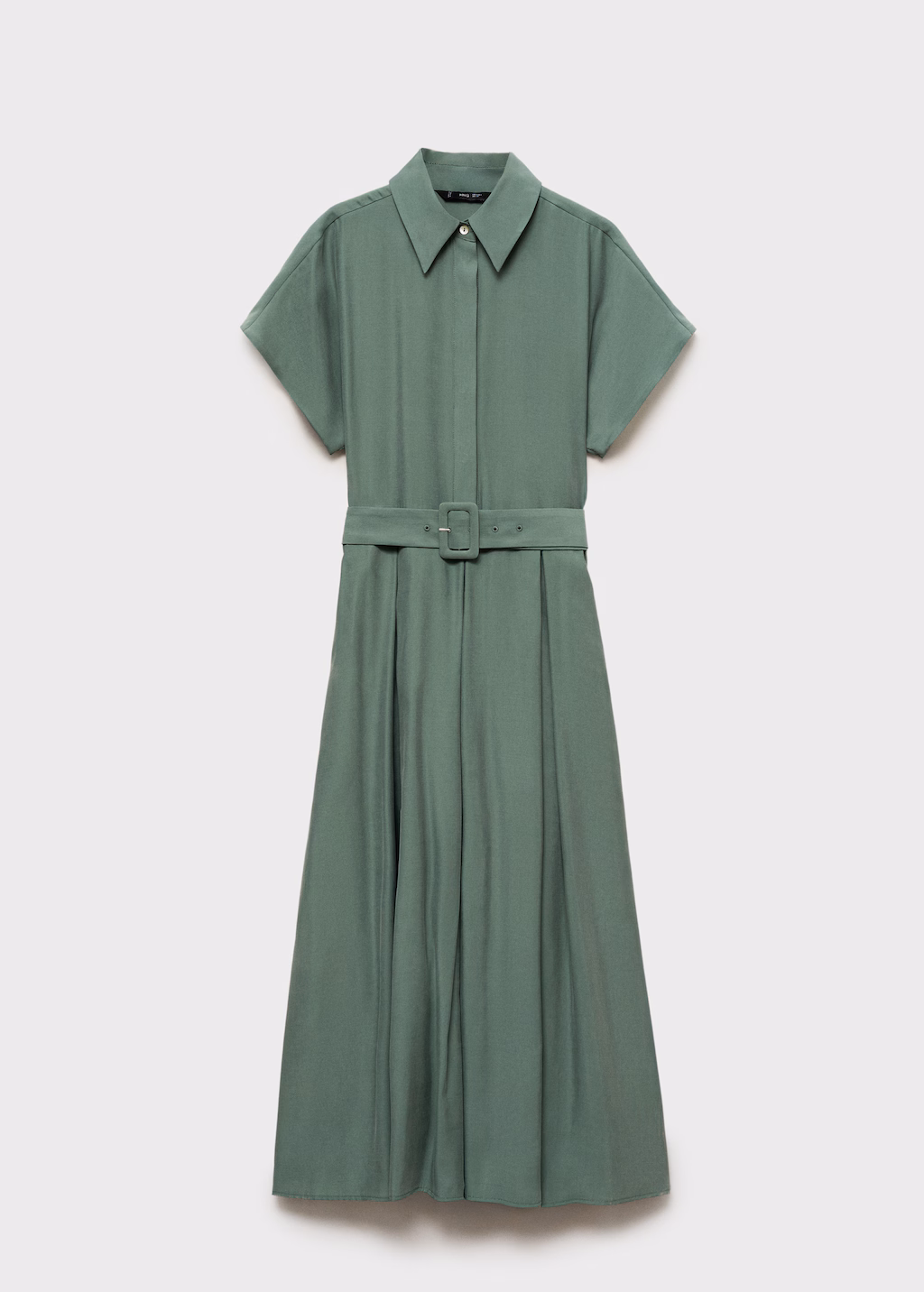 Flared midi-dress with belt - Red