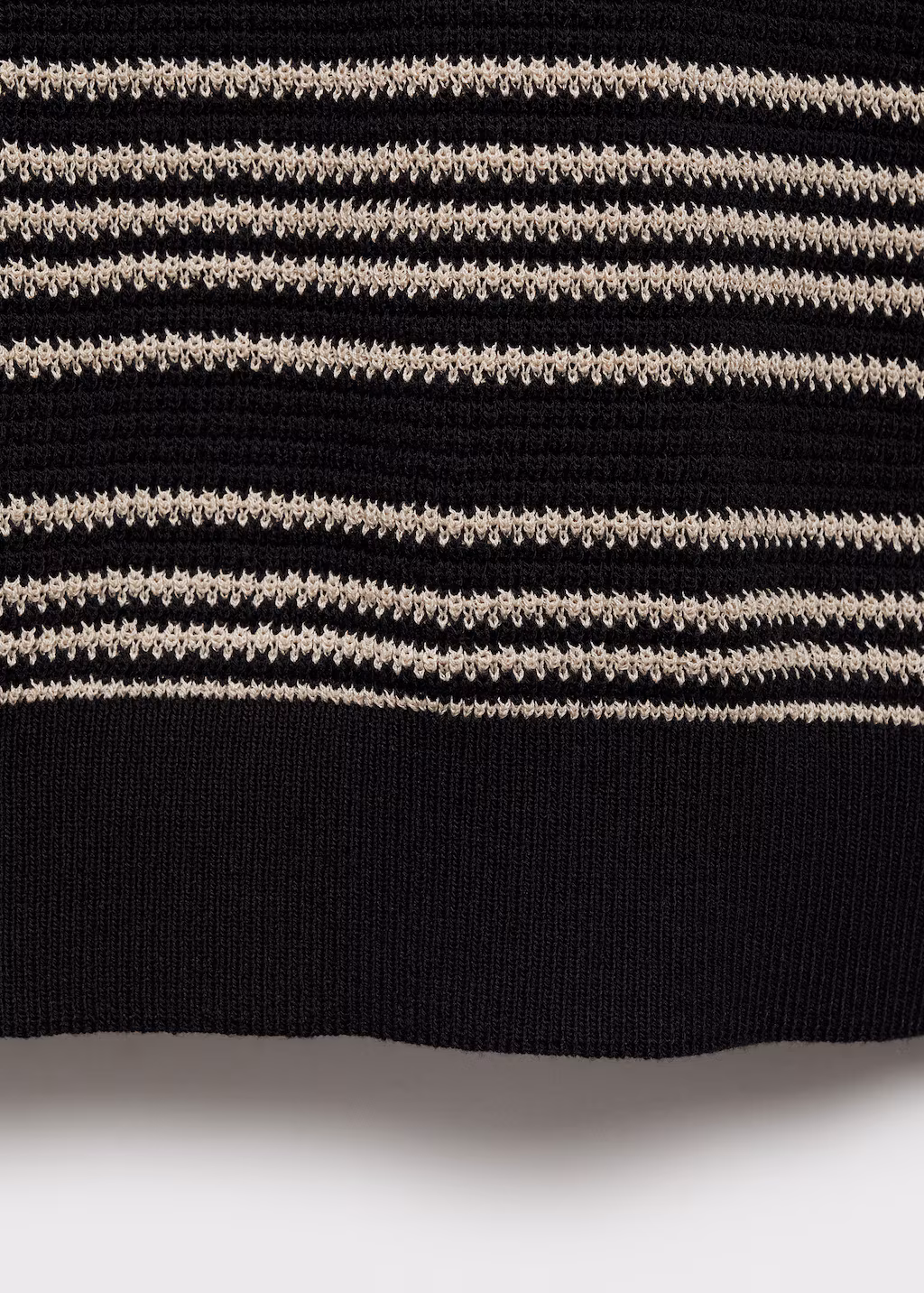 Striped braided knit polo shirt - Black