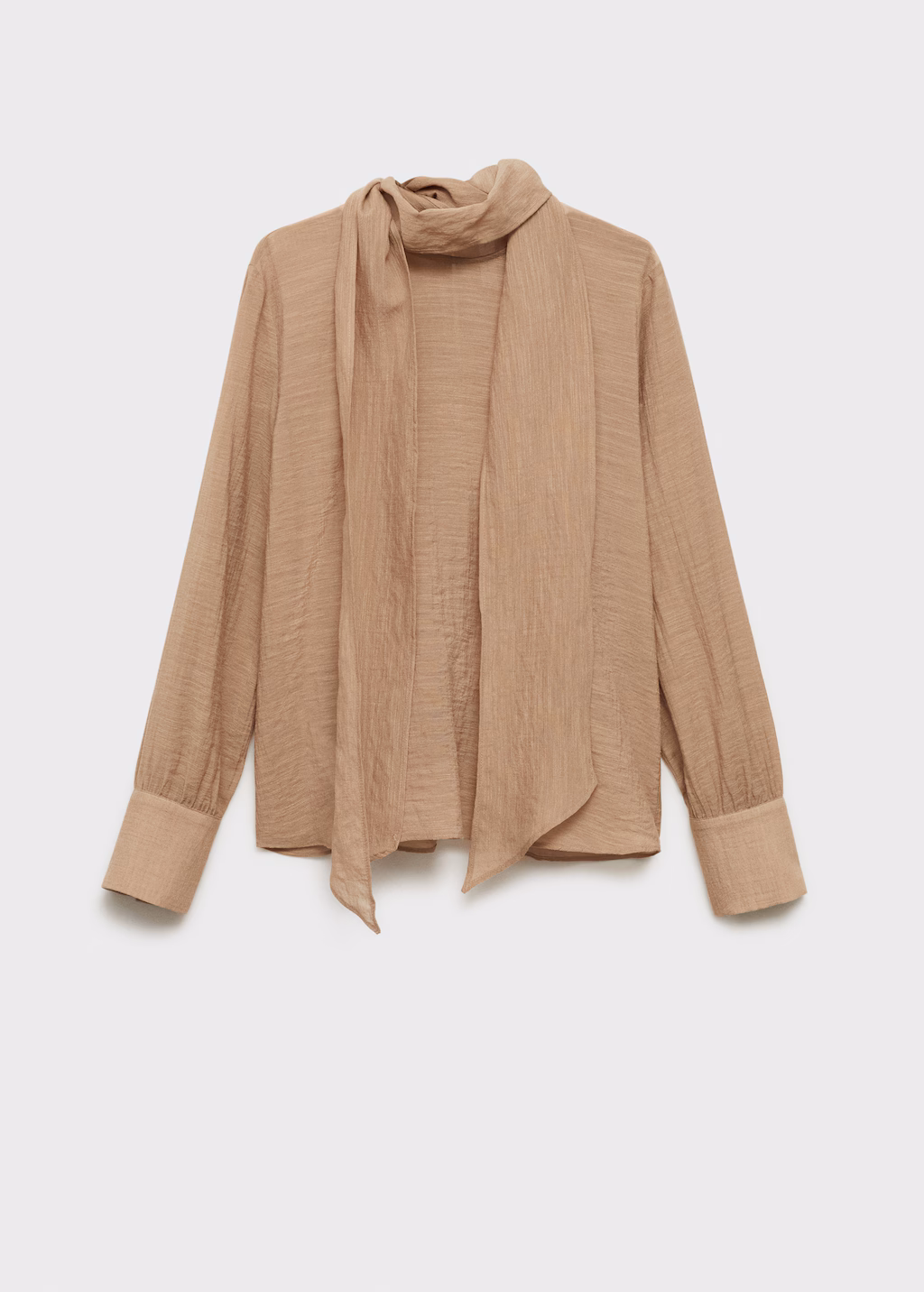 Textured blouse with bow - Brown